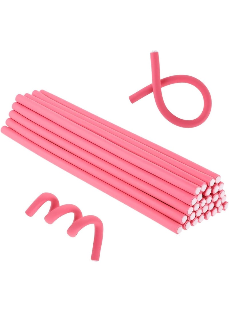 Heatless Hair Curling Flexible Rods, Magic Foam Rollers, Non Heat Flexi Twist Curling Rods For Long, Short, Medium Hair, Hair Curler Rolls (PINK) ( Pack of 20) - Image 1